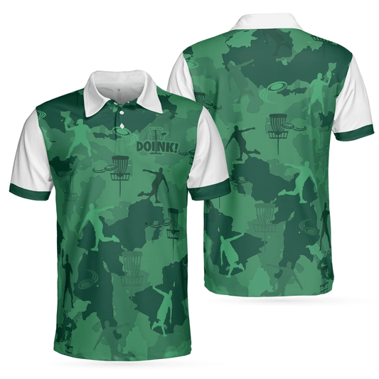 Men Disc Golf Polo Shirt - Camouflage Texture Doink Disc Golf Men Polo Shirt, Disc Player Polo Shirt, Camo Disc Golf Shirt For Men - Amzanimalsgift