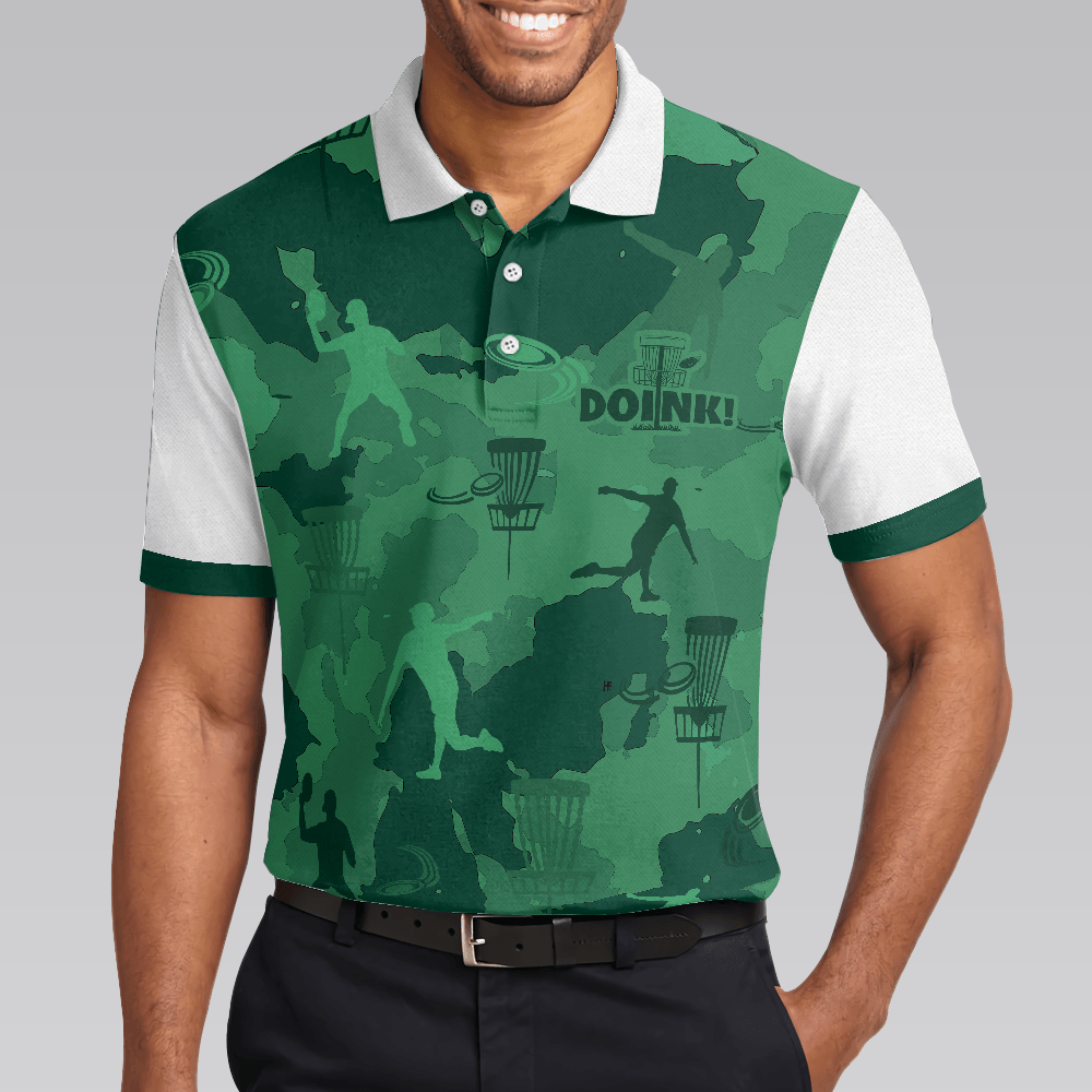 Men Disc Golf Polo Shirt - Camouflage Texture Doink Disc Golf Men Polo Shirt, Disc Player Polo Shirt, Camo Disc Golf Shirt For Men - Amzanimalsgift