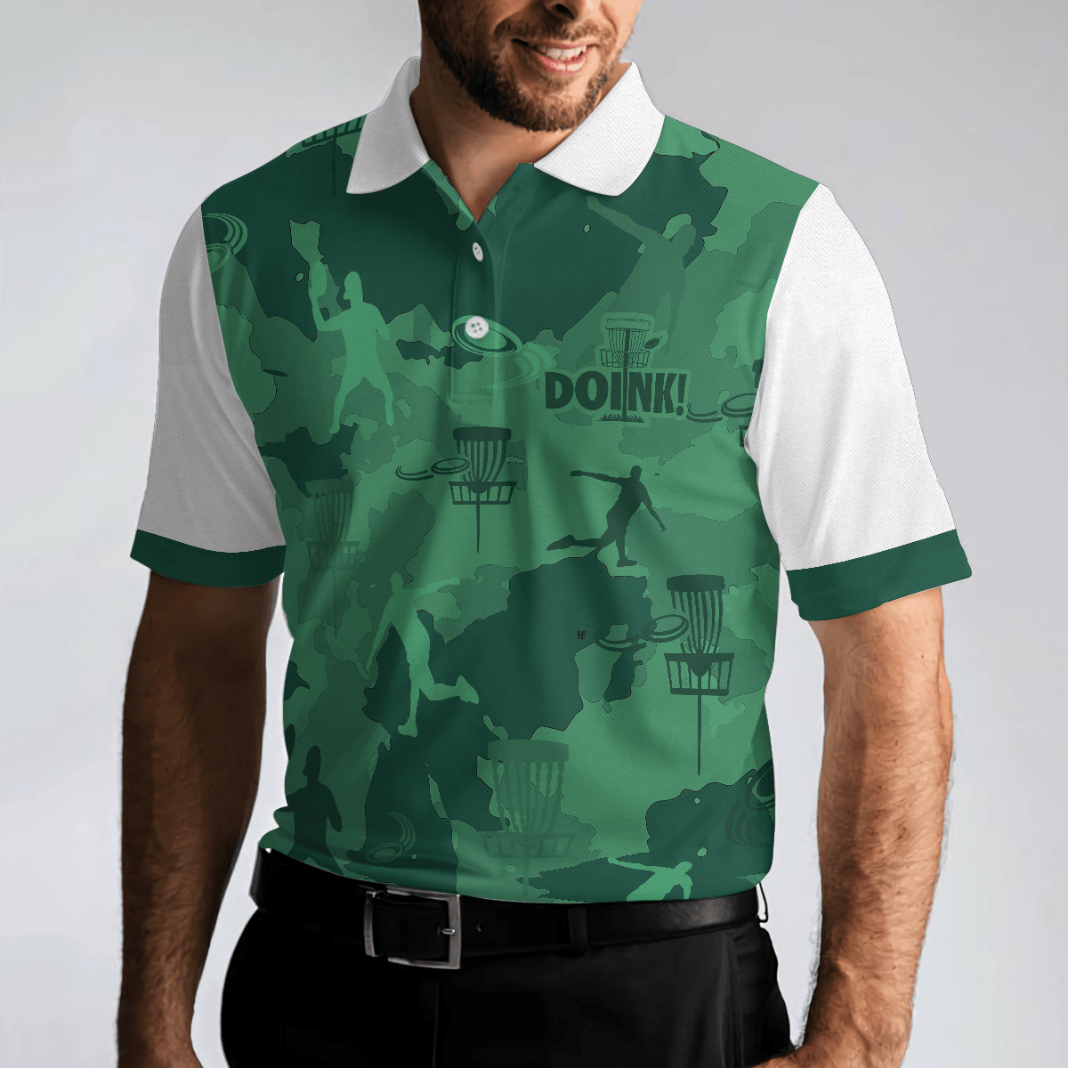Men Disc Golf Polo Shirt - Camouflage Texture Doink Disc Golf Men Polo Shirt, Disc Player Polo Shirt, Camo Disc Golf Shirt For Men - Amzanimalsgift