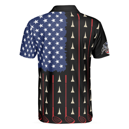 Men Golf Polo Shirt - American Flag Golf Clubs Men Polo Shirt, Golfaholic Polo Shirt - Perfect Polo Shirt For Men, Golfers, Golf Lovers - Amzanimalsgift