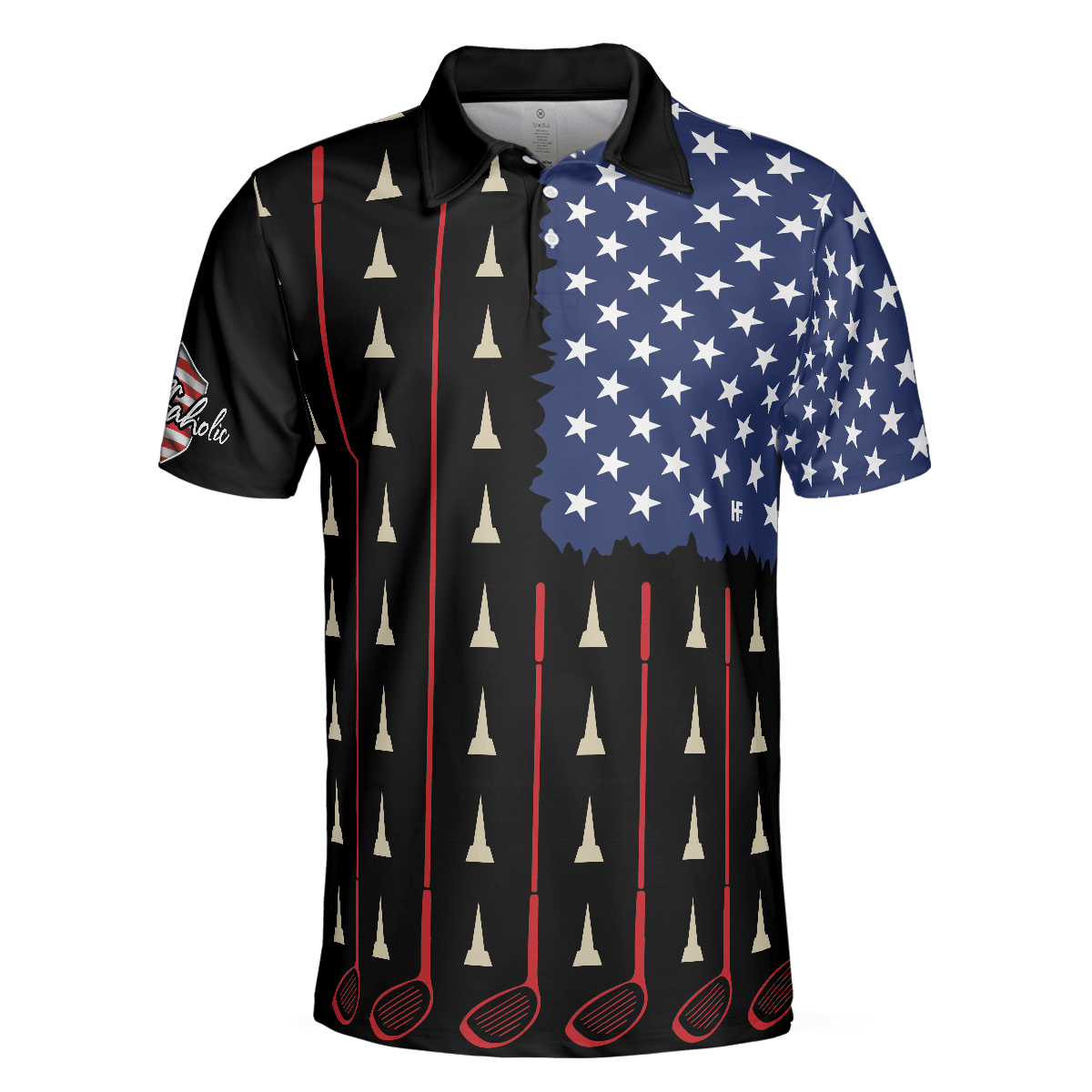 Men Golf Polo Shirt - American Flag Golf Clubs Men Polo Shirt, Golfaholic Polo Shirt - Perfect Polo Shirt For Men, Golfers, Golf Lovers - Amzanimalsgift