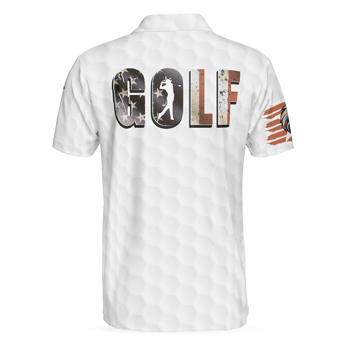 Men Golf Polo Shirt -American Flag Golfer Eagle Golf Ball Texture Men Polo Shirt, Ripped American Flag Polo Shirt - Perfect Polo Shirt For Men, Golfers - Amzanimalsgift