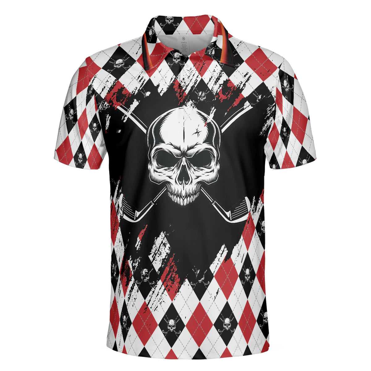 Men Golf Polo Shirt - Argyle Pattern Skull Golf Men Polo Shirt, Just Gonna Stand There And Watch Me Golf Shirt - Perfect Polo Shirt For Men, Golfers - Amzanimalsgift