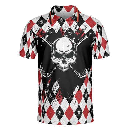 Men Golf Polo Shirt - Argyle Pattern Skull Golf Men Polo Shirt, Just Gonna Stand There And Watch Me Golf Shirt - Perfect Polo Shirt For Men, Golfers - Amzanimalsgift
