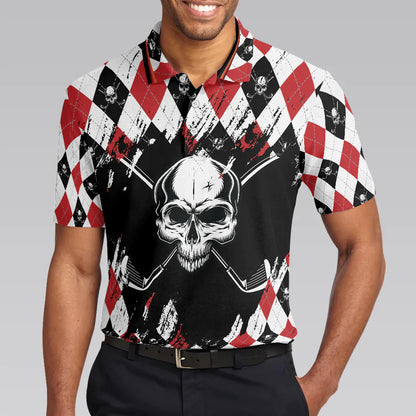Men Golf Polo Shirt - Argyle Pattern Skull Golf Men Polo Shirt, Just Gonna Stand There And Watch Me Golf Shirt - Perfect Polo Shirt For Men, Golfers - Amzanimalsgift