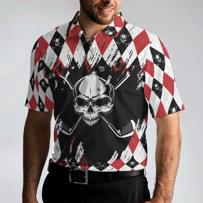 Men Golf Polo Shirt - Argyle Pattern Skull Golf Men Polo Shirt, Just Gonna Stand There And Watch Me Golf Shirt - Perfect Polo Shirt For Men, Golfers - Amzanimalsgift