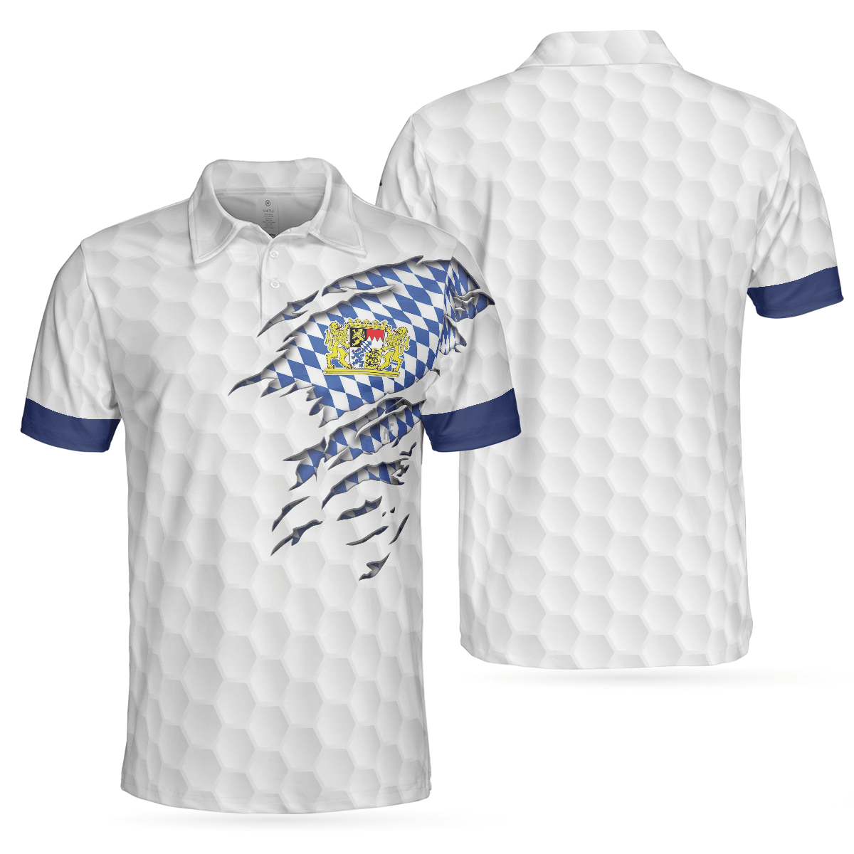 Men Golf Polo Shirt - Bavaria Flag & Golf Ball Men Polo Shirt, Golf Ball Pattern Shirt For Men, Gift For Golfers - Perfect Polo Shirt For Men - Amzanimalsgift