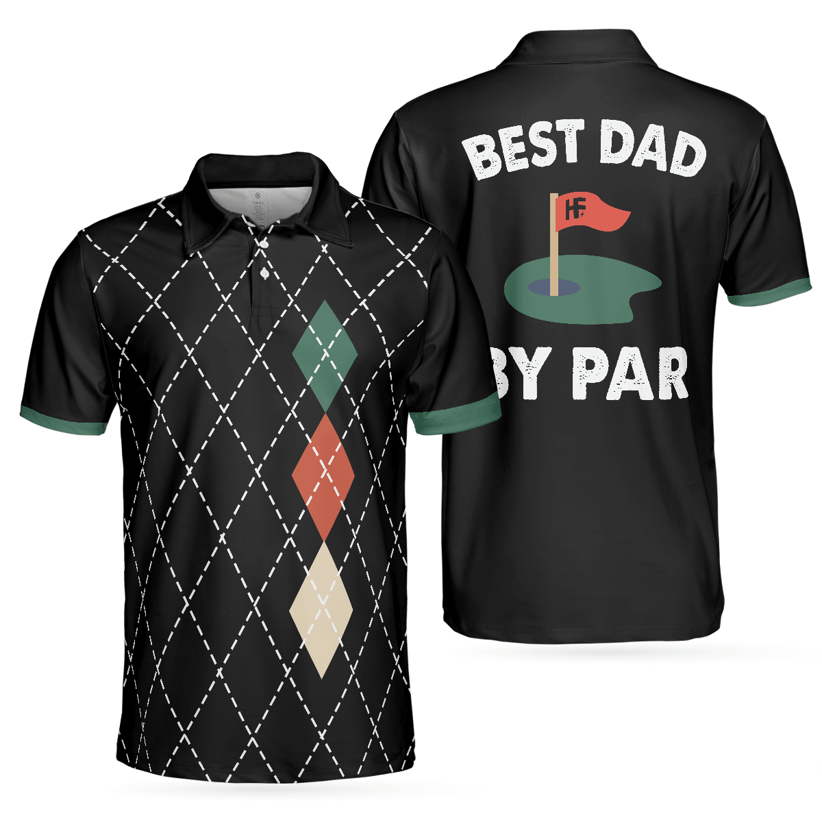 Men Golf Polo Shirt - Best Argyle Pattern Golf Men Polo Shirt, Best Dad By Par Shirt For Male - Perfect Polo Shirt For Men, Golfers - Amzanimalsgift