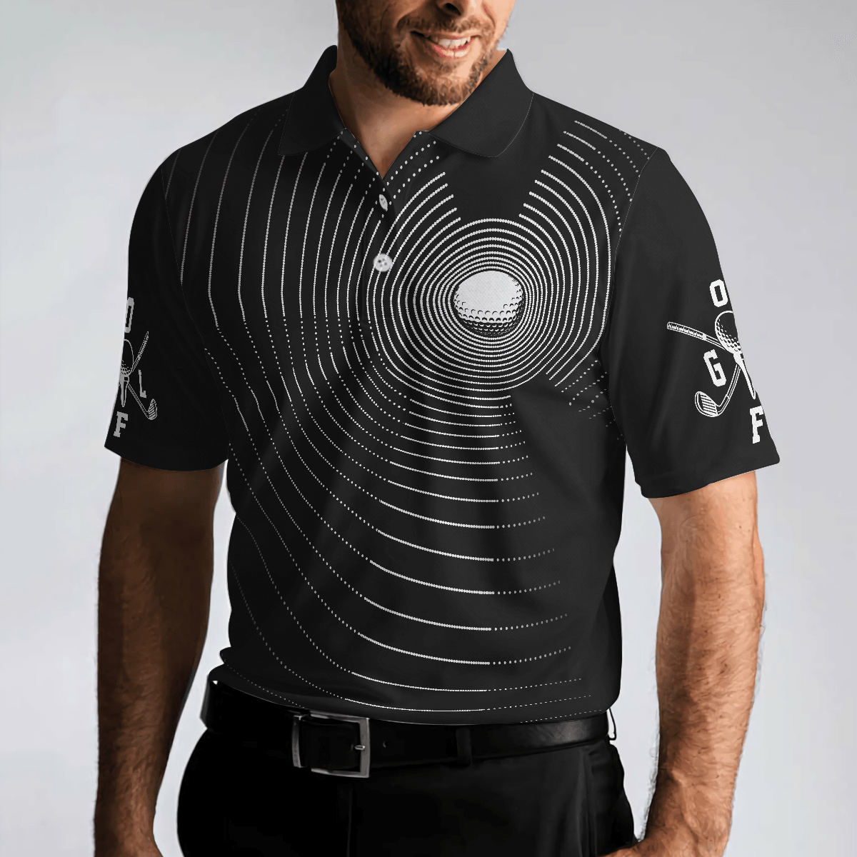 Men Golf Polo Shirt - Best Golf Shirt For Men, Gold Ball And Golfer All Over Print - Perfect Polo Shirt For Men, Golfers - Amzanimalsgift