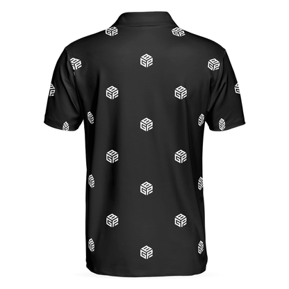 Men Golf Polo Shirt - Beyond Golf Performance Logo Pattern Black Men Polo Shirt Golf Shirt For Men - Perfect Polo Shirt For Men, Golfers - Amzanimalsgift