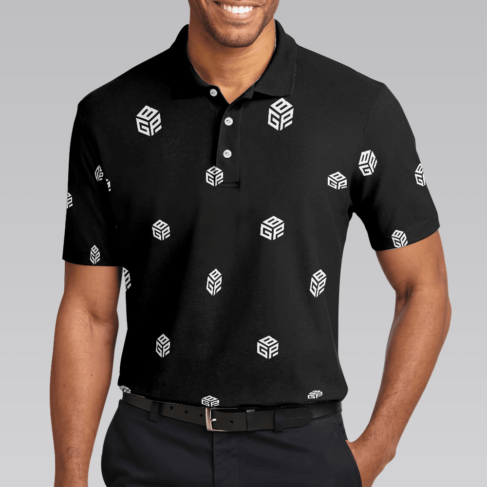 Men Golf Polo Shirt - Beyond Golf Performance Logo Pattern Black Men Polo Shirt Golf Shirt For Men - Perfect Polo Shirt For Men, Golfers - Amzanimalsgift