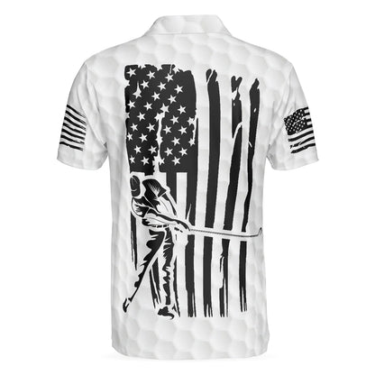 Men Golf Polo Shirt - Black And White American Flag, Just Swing It American Men Golf Polo Shirt - Perfect Polo Shirt For Men, Golfers - Amzanimalsgift