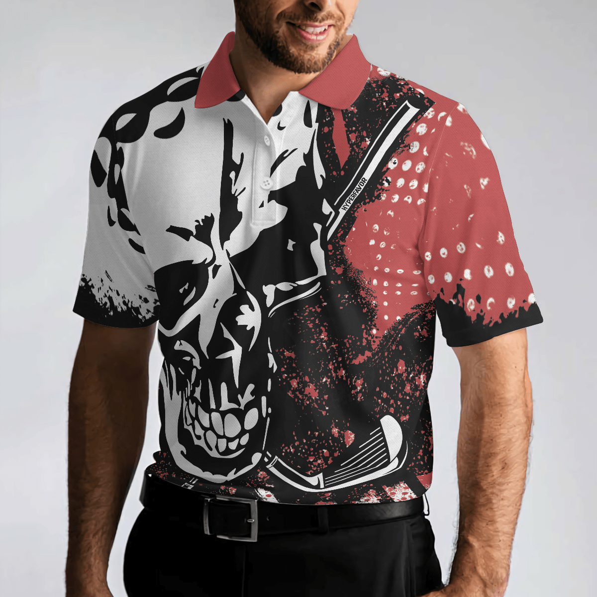 Men Golf Polo Shirt - Blade Mens Golf Red Golf Polo Shirt, Skull Polo Shirt, Best Golf Shirt For Men, Golfers - Amzanimalsgift