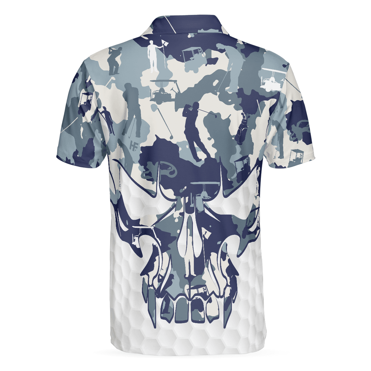Men Golf Polo Shirt - Blue And White Camouflage Golf Set Skull Golf Polo Shirt, Best Camo Golf Shirt For Men, Golfers - Amzanimalsgift