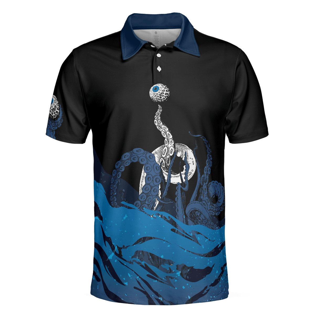 Men Golf Polo Shirt - Blue Sea Octopus Golf Polo Shirt, Eye Golf Ball, Artistic Golf Shirt For Men, Gift For Golfers, Golf Lover - Amzanimalsgift