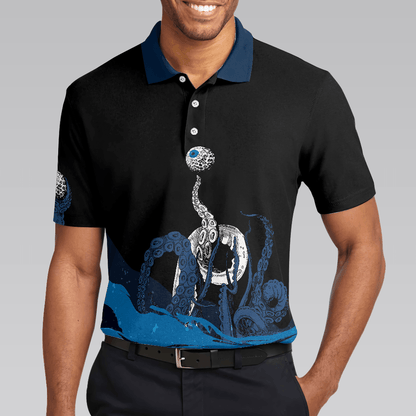 Men Golf Polo Shirt - Blue Sea Octopus Golf Polo Shirt, Eye Golf Ball, Artistic Golf Shirt For Men, Gift For Golfers, Golf Lover - Amzanimalsgift