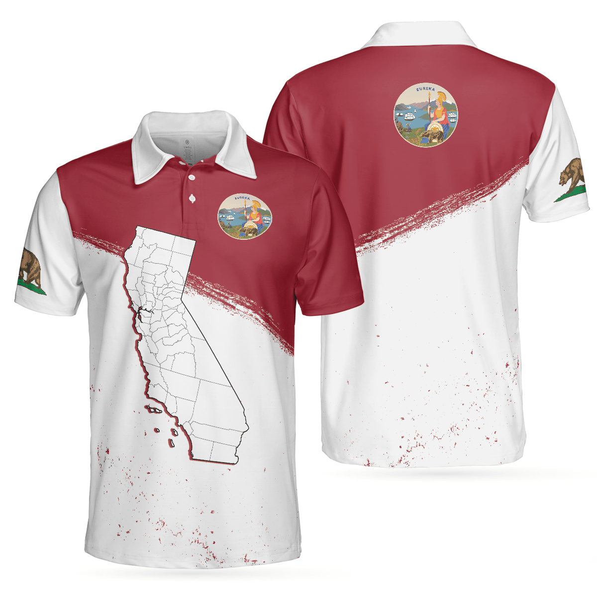 Men Golf Polo Shirt - California Flag & Map Polo Shirt, Eureka Patriotic Polo Shirt, Best Golf Shirt For Men, Golfers - Amzanimalsgift