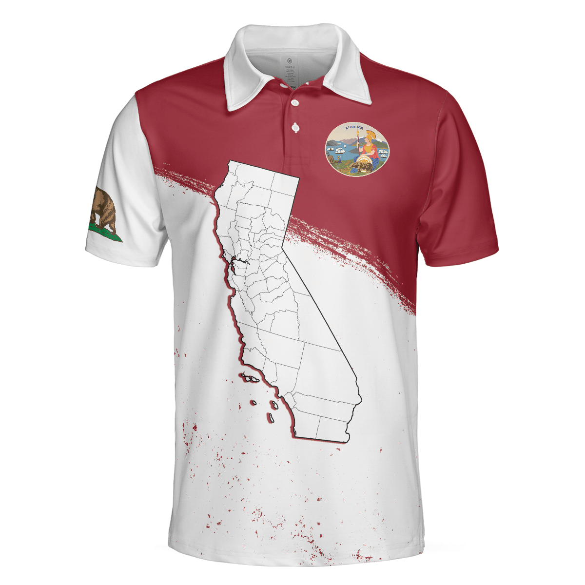 Men Golf Polo Shirt - California Flag & Map Polo Shirt, Eureka Patriotic Polo Shirt, Best Golf Shirt For Men, Golfers - Amzanimalsgift