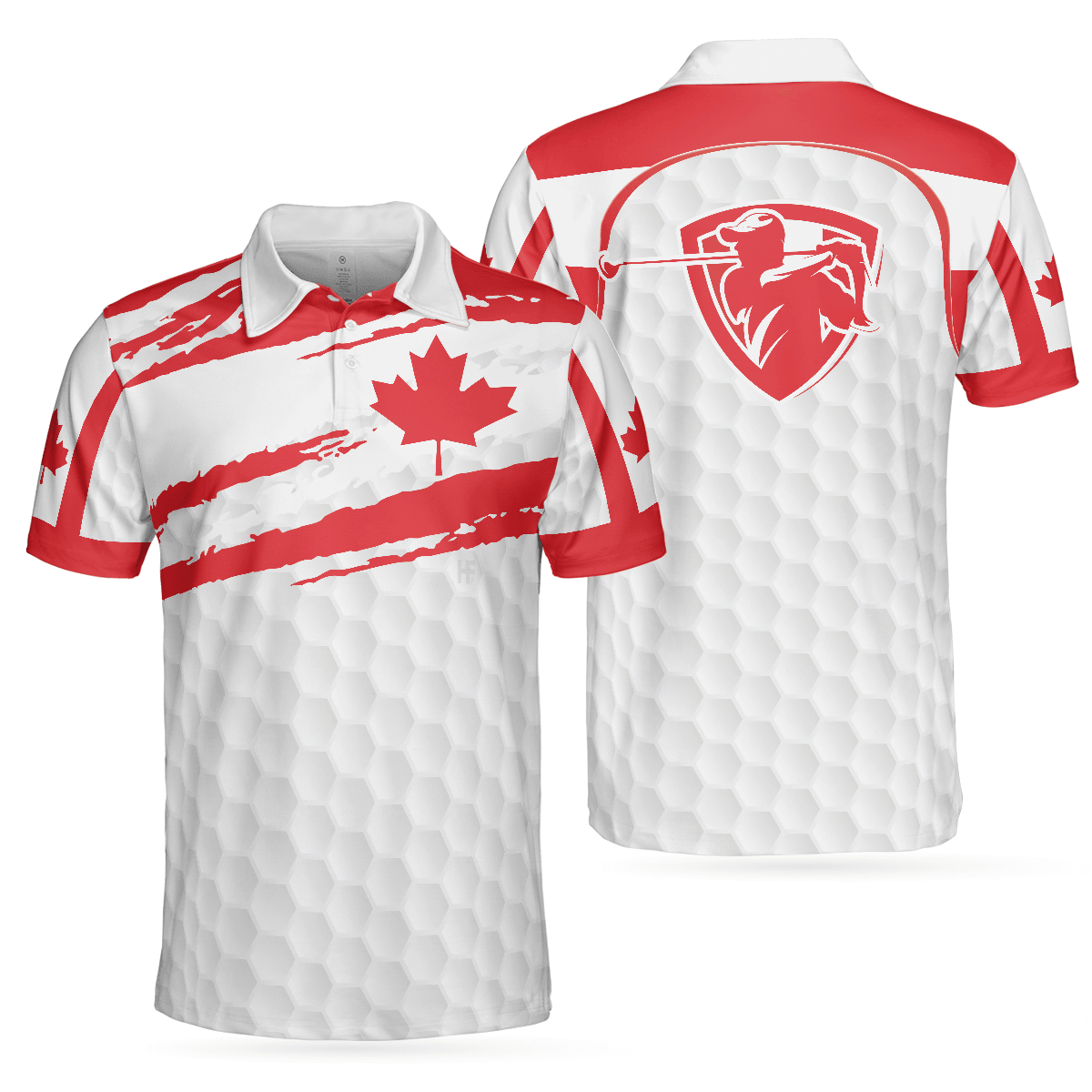 Men Golf Polo Shirt - Canada Flag Golf Texture Polo Shirt, Maple Leaves men Polo Shirt - Perfect Polo Shirt For Men, Golfers - Amzanimalsgift