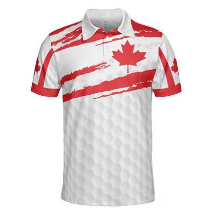 Men Golf Polo Shirt - Canada Flag Golf Texture Polo Shirt, Maple Leaves men Polo Shirt - Perfect Polo Shirt For Men, Golfers - Amzanimalsgift