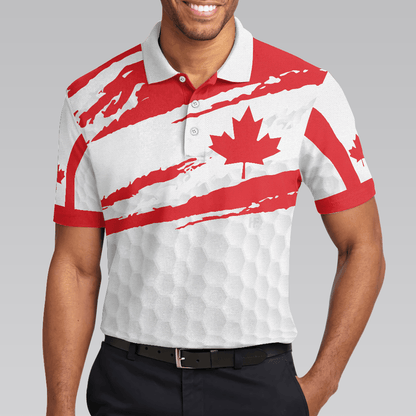 Men Golf Polo Shirt - Canada Flag Golf Texture Polo Shirt, Maple Leaves men Polo Shirt - Perfect Polo Shirt For Men, Golfers - Amzanimalsgift