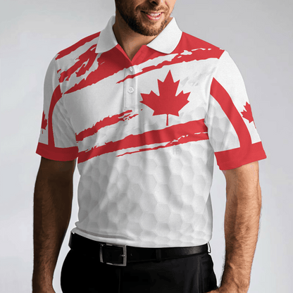 Men Golf Polo Shirt - Canada Flag Golf Texture Polo Shirt, Maple Leaves men Polo Shirt - Perfect Polo Shirt For Men, Golfers - Amzanimalsgift