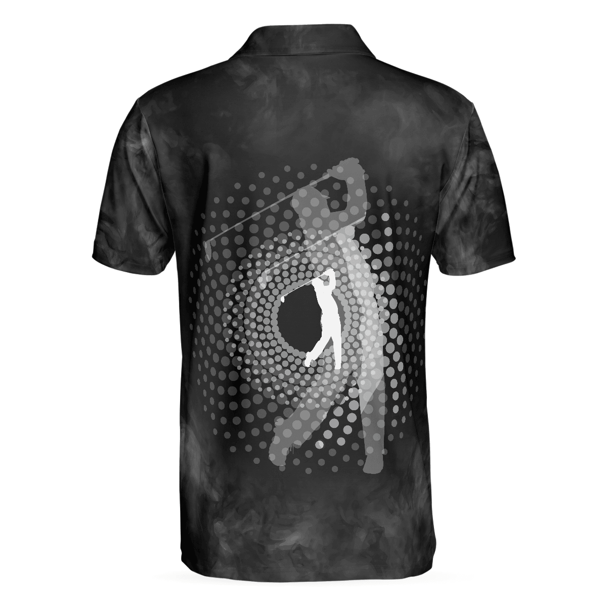 Men Golf Polo Shirt - Classic Golf Ball On Smoke Background Polo Shirt, Geometric Circle Dot Graphic Polo Shirt - Perfect Polo Shirt For Men, Golfers - Amzanimalsgift