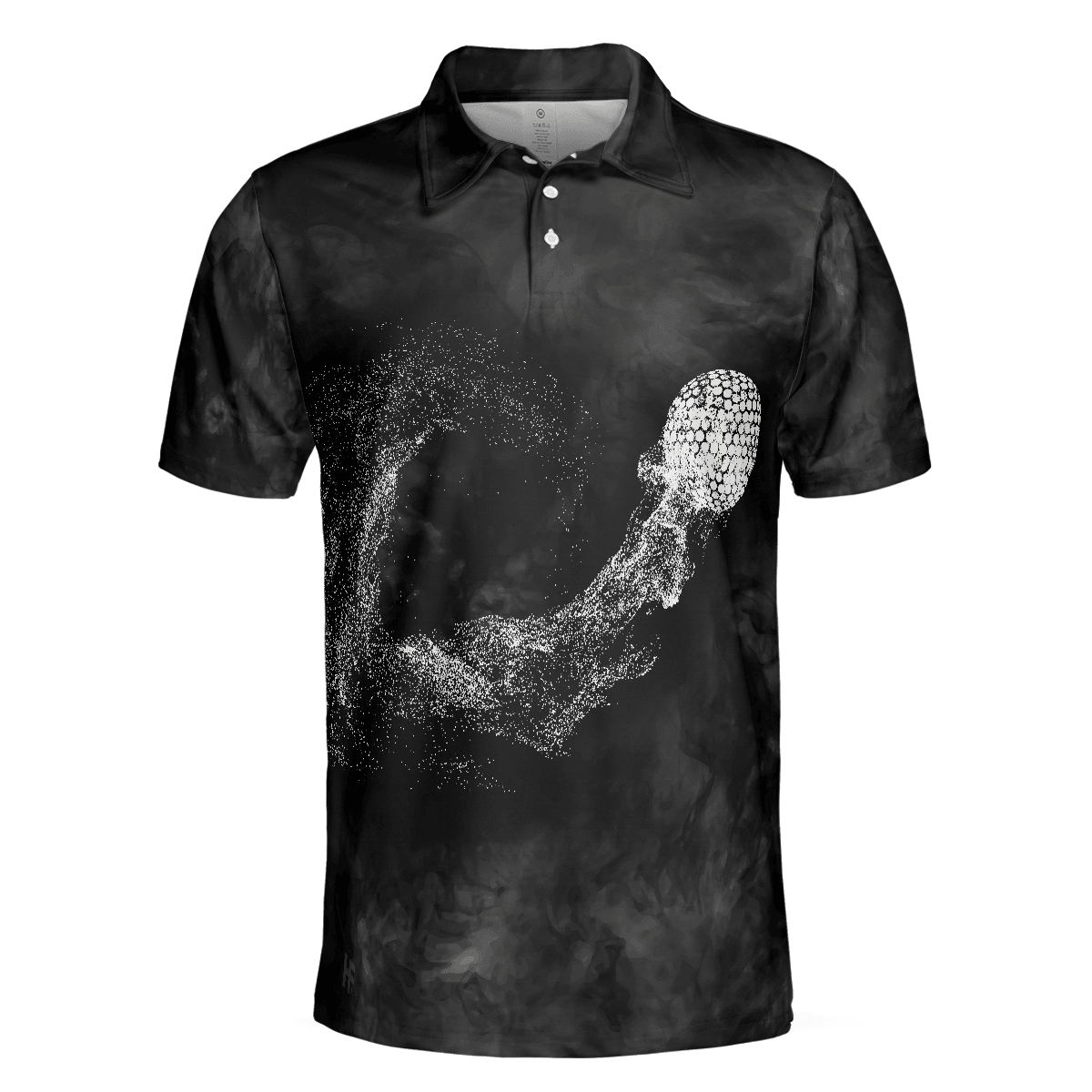 Men Golf Polo Shirt - Classic Golf Ball On Smoke Background Polo Shirt, Geometric Circle Dot Graphic Polo Shirt - Perfect Polo Shirt For Men, Golfers - Amzanimalsgift