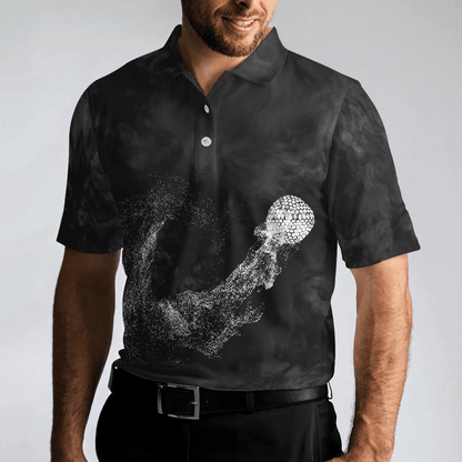 Men Golf Polo Shirt - Classic Golf Ball On Smoke Background Polo Shirt, Geometric Circle Dot Graphic Polo Shirt - Perfect Polo Shirt For Men, Golfers - Amzanimalsgift
