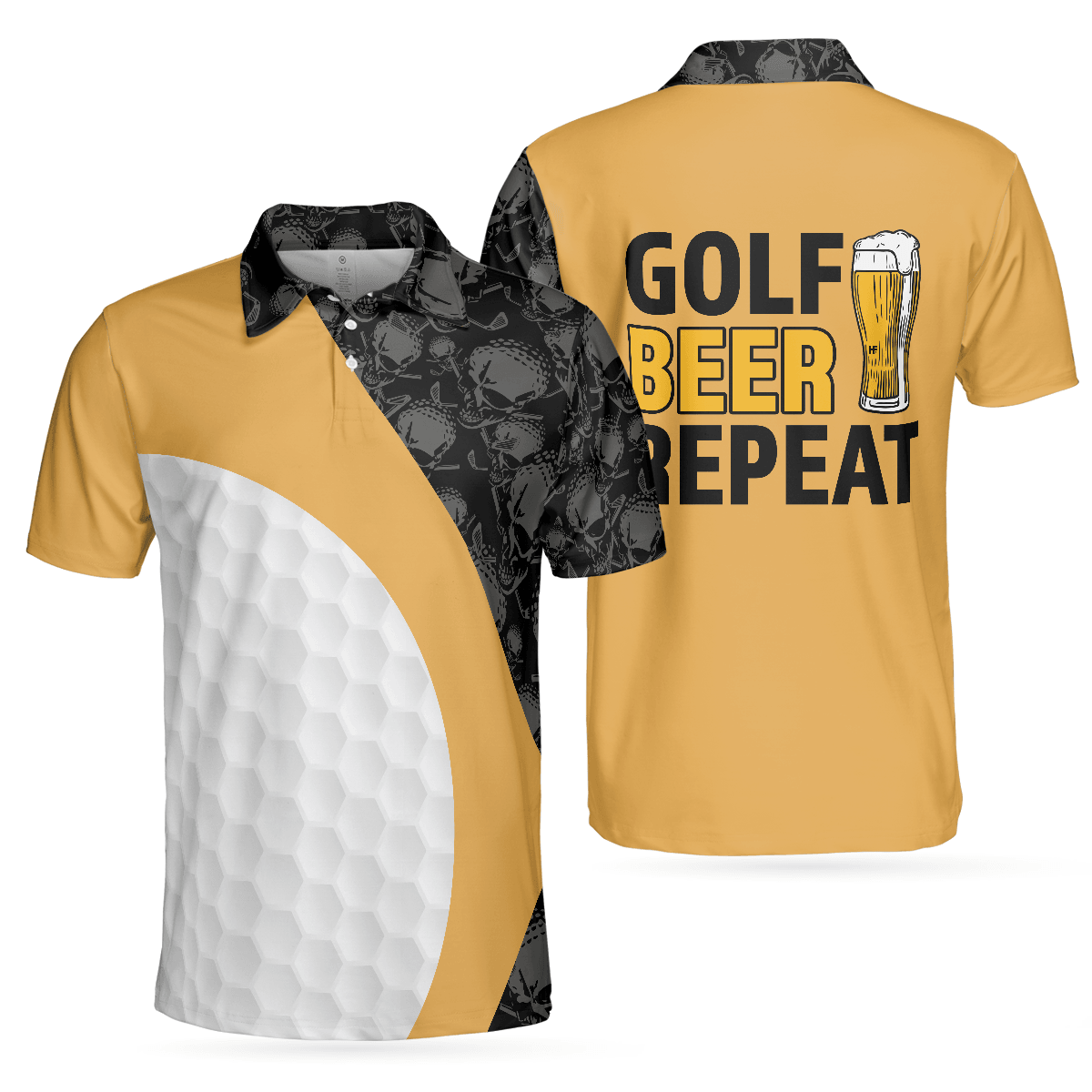 Men Golf Polo Shirt - Colorful Golfing Men Polo Shirt, Golf Beer Repeat Shirt For Male Players, Cool Golf Gift Idea For Men, Golfers - Amzanimalsgift