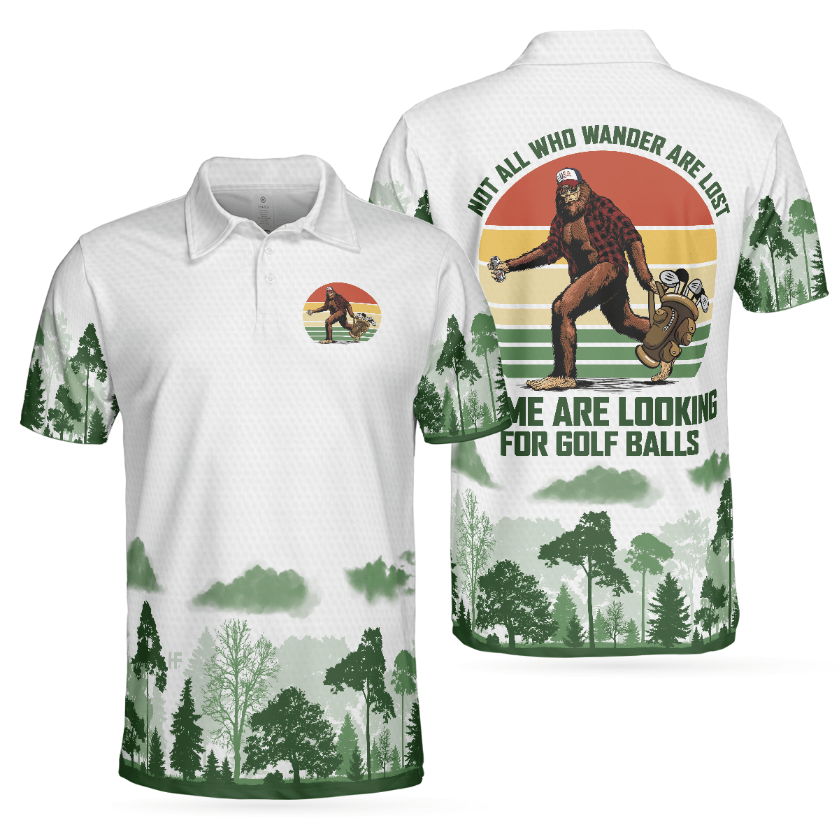 Men Golf Polo Shirt - Cool Big Foot Golf Men Polo Shirt, Golf Not All Wanders Men Polo Shirt - Perfect Polo Shirt For Men, Golfers - Amzanimalsgift