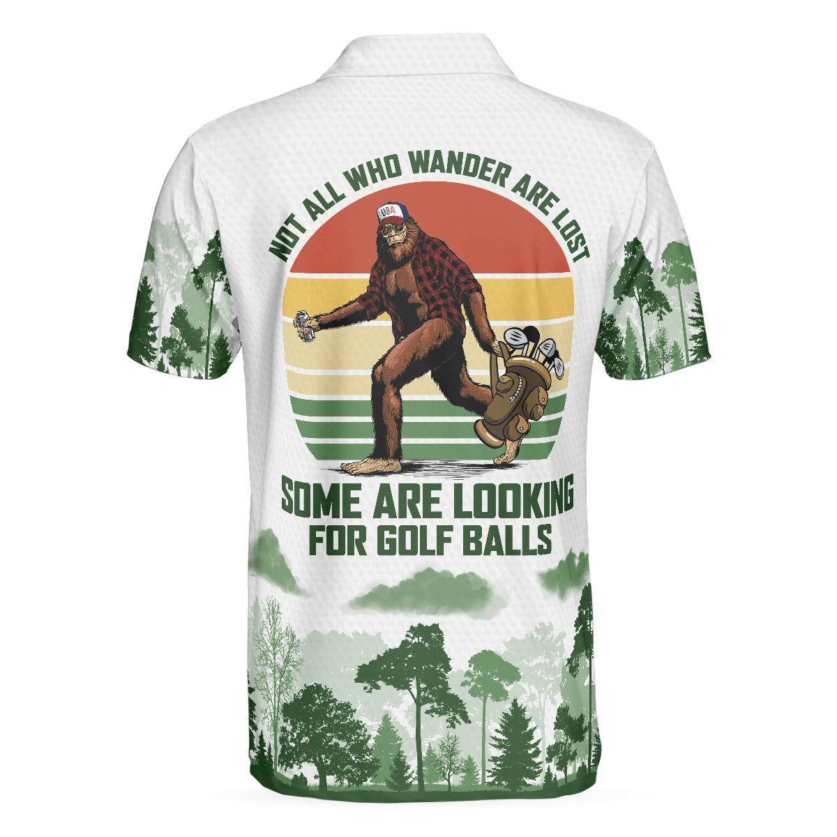 Men Golf Polo Shirt - Cool Big Foot Golf Men Polo Shirt, Golf Not All Wanders Men Polo Shirt - Perfect Polo Shirt For Men, Golfers - Amzanimalsgift