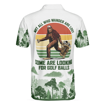 Men Golf Polo Shirt - Cool Big Foot Golf Men Polo Shirt, Golf Not All Wanders Men Polo Shirt - Perfect Polo Shirt For Men, Golfers - Amzanimalsgift