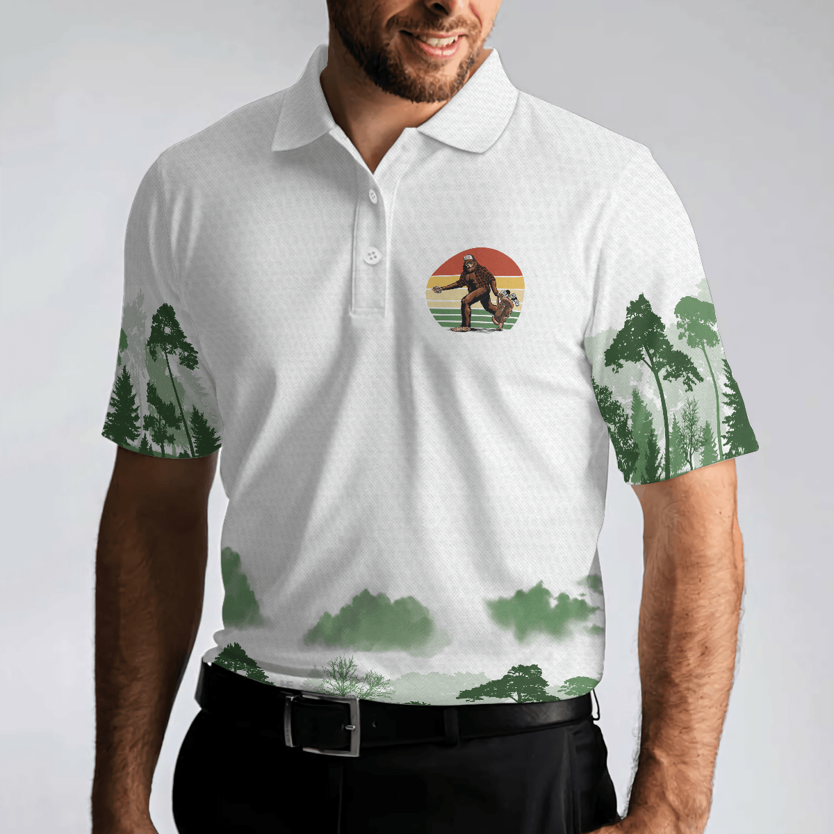 Men Golf Polo Shirt - Cool Big Foot Golf Men Polo Shirt, Golf Not All Wanders Men Polo Shirt - Perfect Polo Shirt For Men, Golfers - Amzanimalsgift