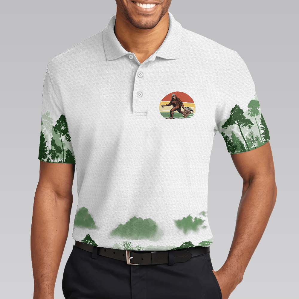 Men Golf Polo Shirt - Cool Big Foot Golf Men Polo Shirt, Golf Not All Wanders Men Polo Shirt - Perfect Polo Shirt For Men, Golfers - Amzanimalsgift