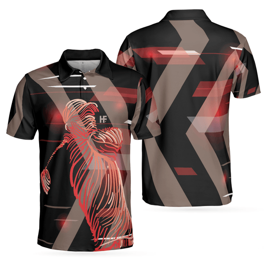 Men Golf Polo Shirt - Digital Golf Style Polo Shirt, Black And Red Golfer Golf Shirt For Men, Best Gift For Men Golfers - Amzanimalsgift