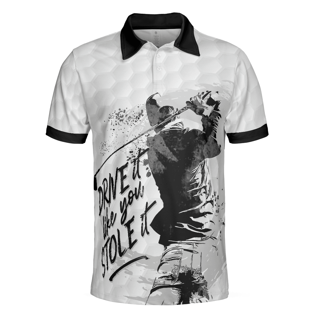 Men Golf Polo Shirt - Drive It Like You Stole It Golf Polo Shirt, Black And White Golf Shirt For Men, Best Gift For Golf Lover - Amzanimalsgift