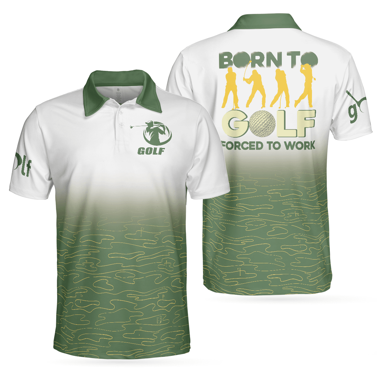 Men Golf Polo Shirt - Elegant Born To Golf Forced To Work Men Golf Polo Shirt - Perfect Polo Shirt For Men, Golfers - Amzanimalsgift