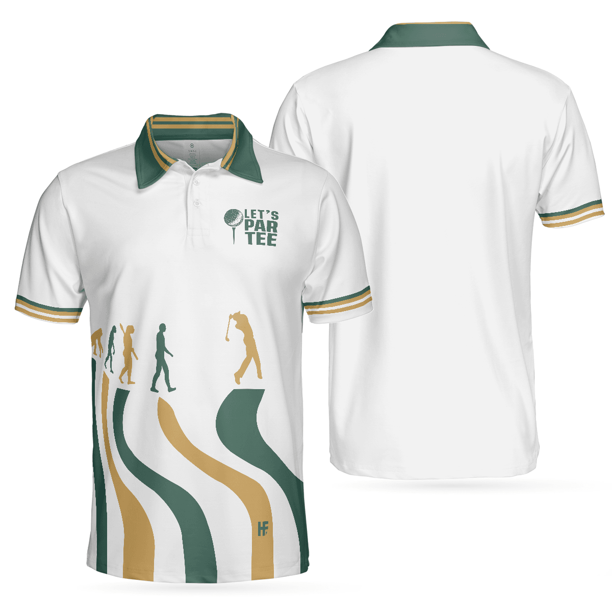 Men Golf Polo Shirt - Evolution Of The Golf White Men Polo Shirt, Let's Par Tee Men Polo Shirt - Perfect Polo Shirt For Men, Golfers - Amzanimalsgift