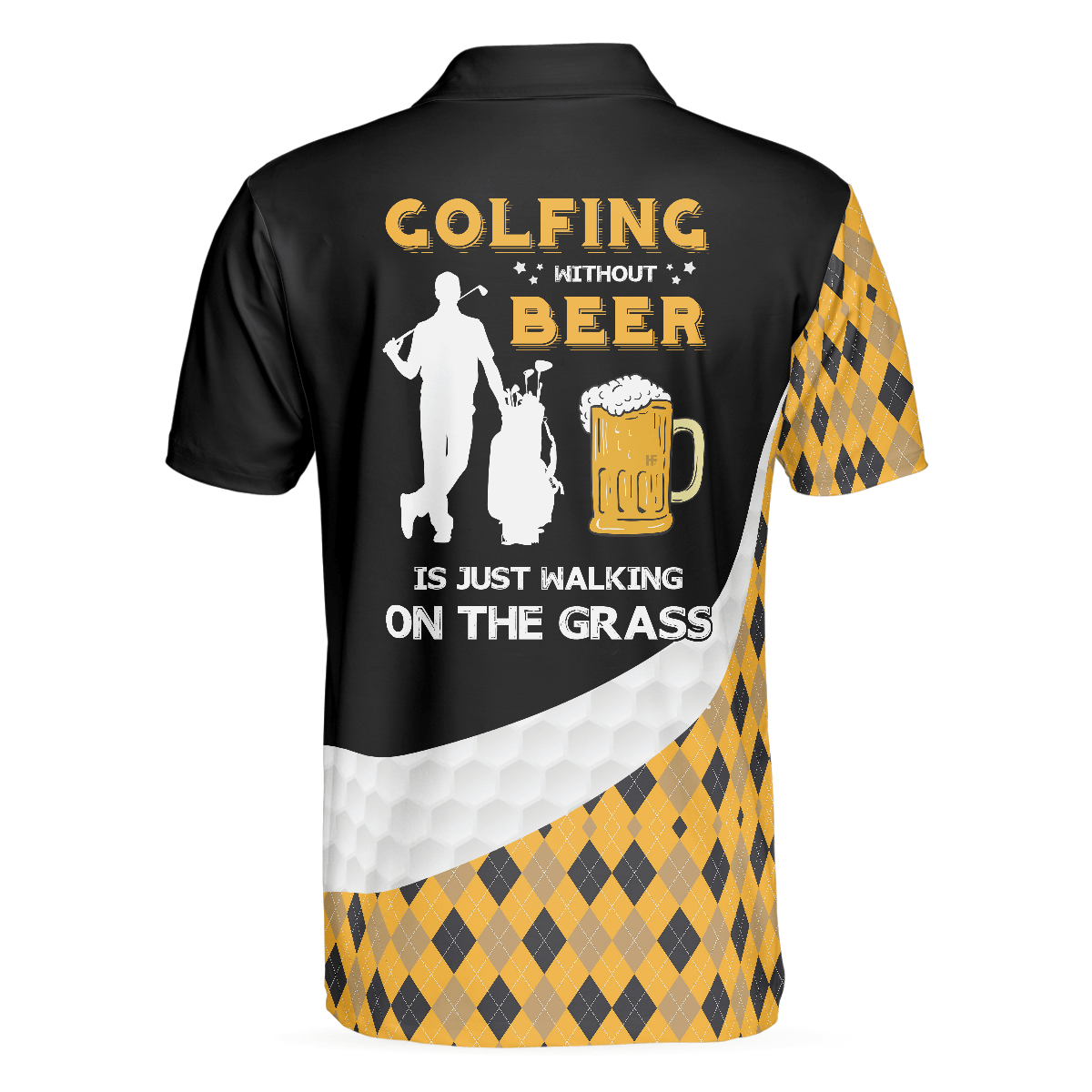 Men Golf Polo Shirt - Funny Golfing Men Polo Shirt, Golfing Without Beer Is Just Walking On The Grass Men Golf Polo Shirt - Perfect Gift For Men, Golfers - Amzanimalsgift