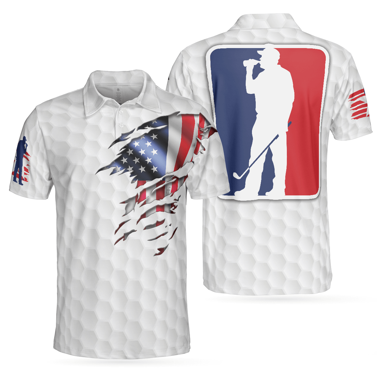 Men Golf Polo Shirt - Golf American Flag Men Polo Shirt, American Flag Golf And Drink Lover Polo Shirt, Drinking Golf Shirt For Men, Gift For Golfers - Amzanimalsgift