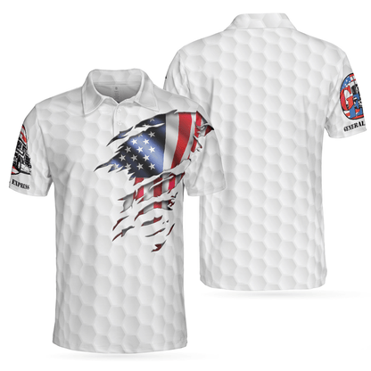Men Golf Polo Shirt - Golf American Flag Men Polo Shirt, Golf Ball Pattern Men Polo Shirt - Perfect Polo Shirt For Men, Golfers - Amzanimalsgift