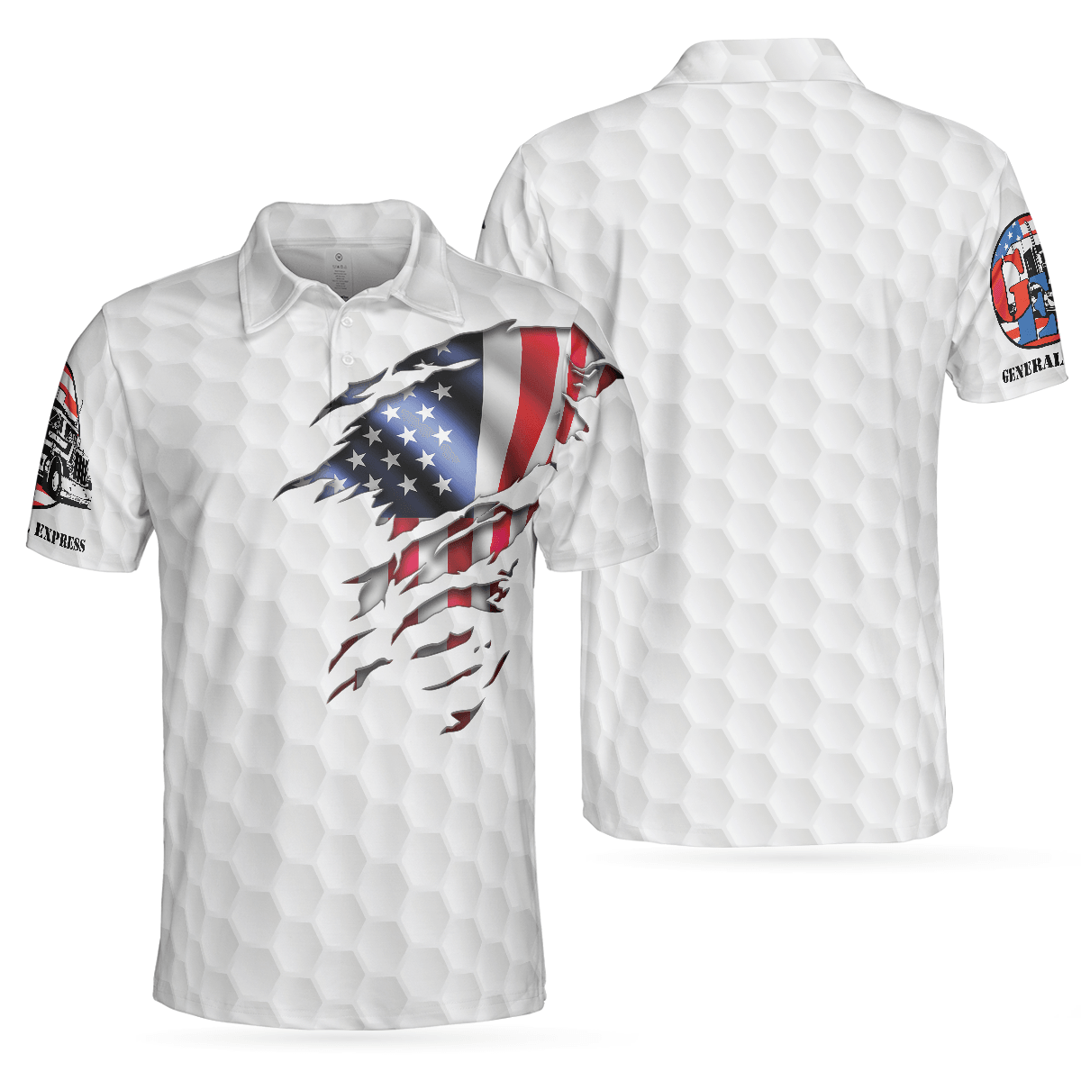 Men Golf Polo Shirt - Golf American Flag Men Polo Shirt, Golf Ball Pattern Men Polo Shirt - Perfect Polo Shirt For Men, Golfers - Amzanimalsgift