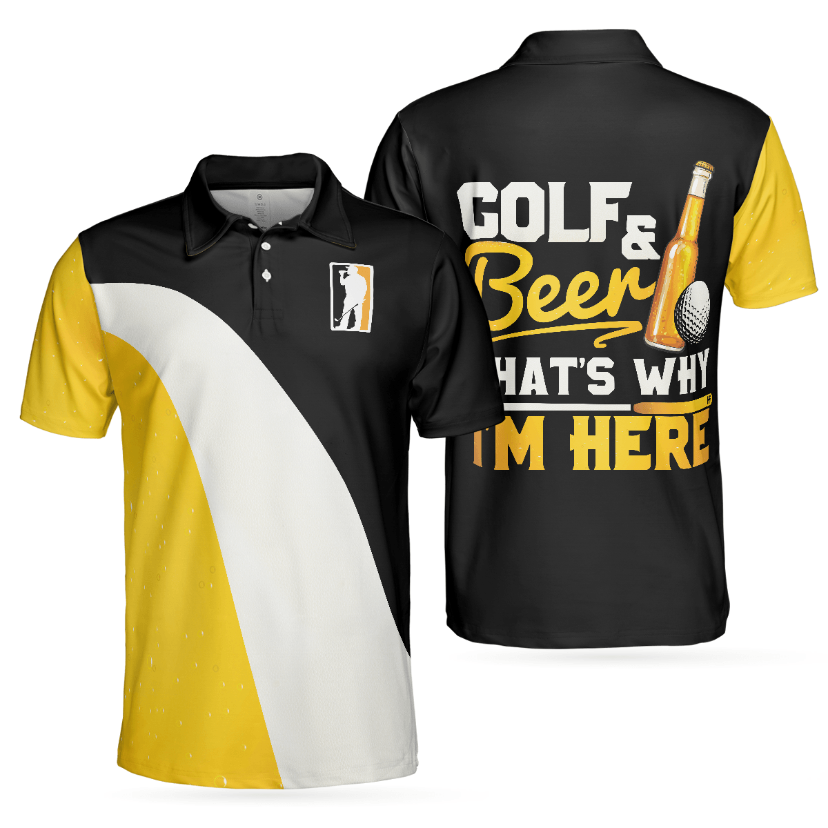 Men Golf Polo Shirt - Golf And Beer That's Why I'm Here, Sporty Polo Shirt For Beer Lovers Golf Men Polo Shirt - Perfect Polo Shirt For Men, Golfers - Amzanimalsgift