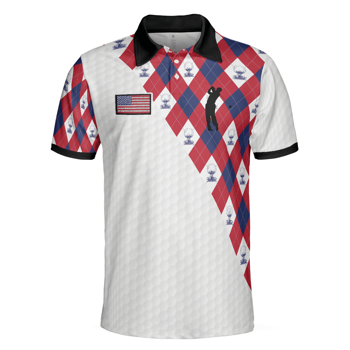 Men Golf Polo Shirt - Golf Argyle Pattern Golf, Patriotic American Flag Golf Men Polo Shirt - Perfect Polo Shirt For Men, Golfers - Amzanimalsgift