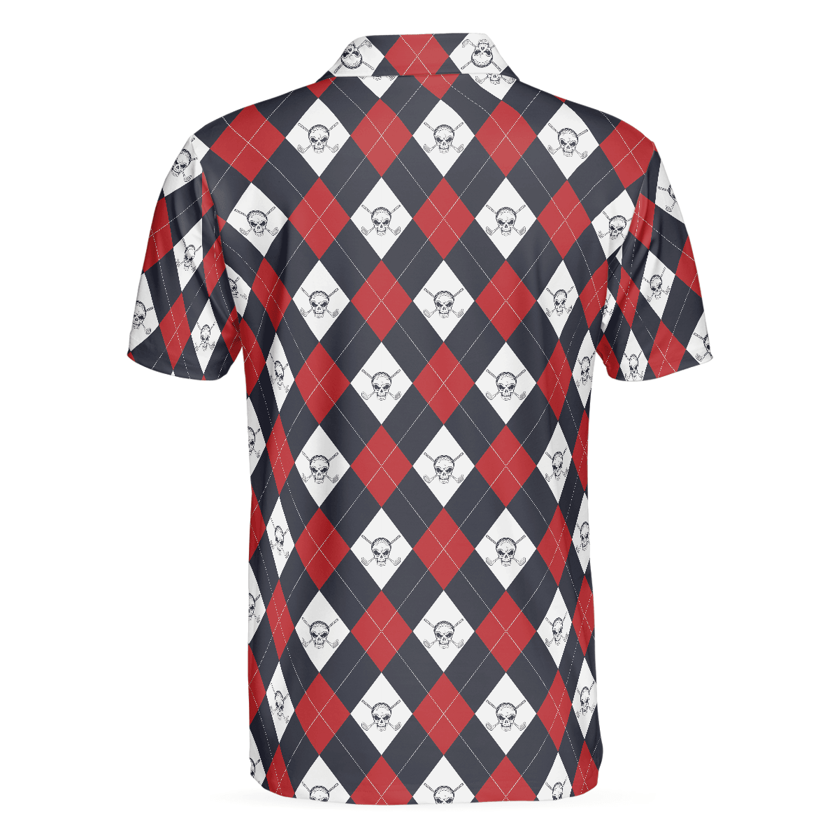 Men Golf Polo Shirt - Golf Argyle Skull Men Polo Shirt, Skull Golf Shirt For Men, Best Gift For Golfers, Best Gift For Men Golfers - Amzanimalsgift