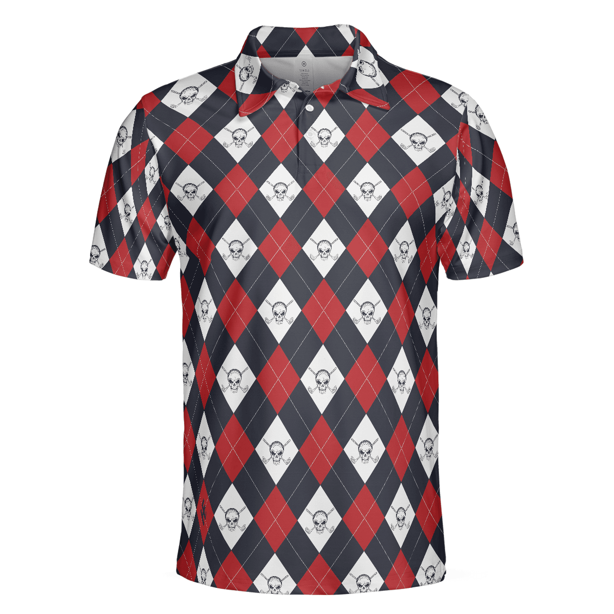 Men Golf Polo Shirt - Golf Argyle Skull Men Polo Shirt, Skull Golf Shirt For Men, Best Gift For Golfers, Best Gift For Men Golfers - Amzanimalsgift