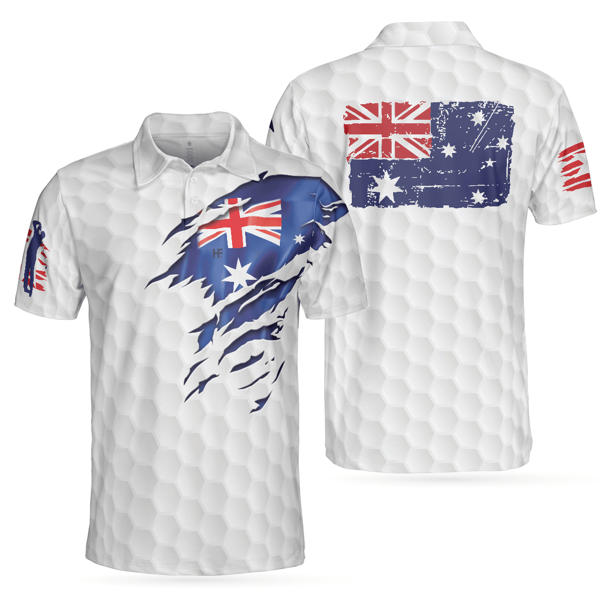 Men Golf Polo Shirt - Golf Australian Flag, White Golf Pattern Men Polo Shirt - Perfect Polo Shirt For Men, Golfers - Amzanimalsgift