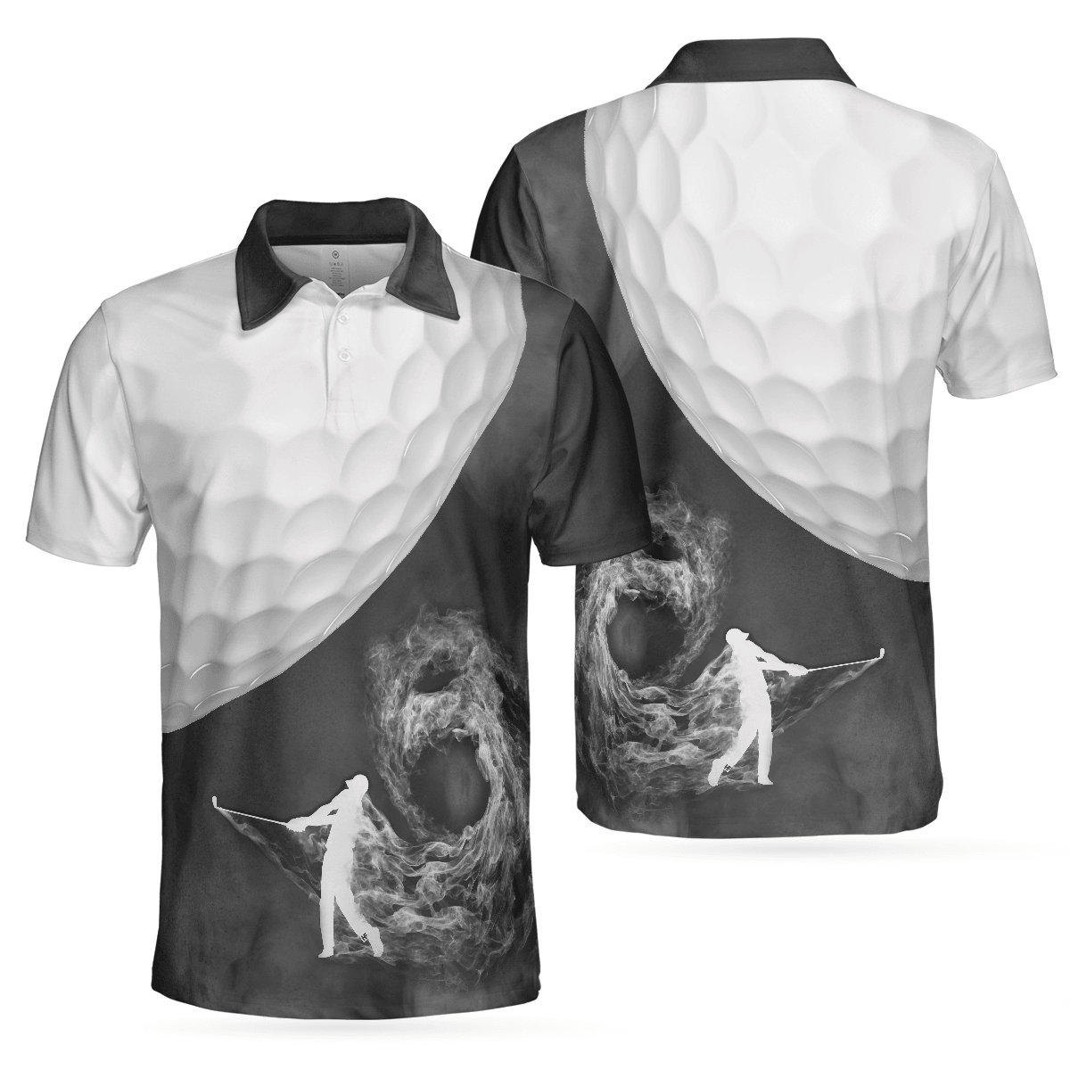 Men Golf Polo Shirt - Golf Ball And Golfer With Smoke, Smoke Golf Player Golf Men Polo Shirt - Perfect Polo Shirt For Men, Golfers - Amzanimalsgift