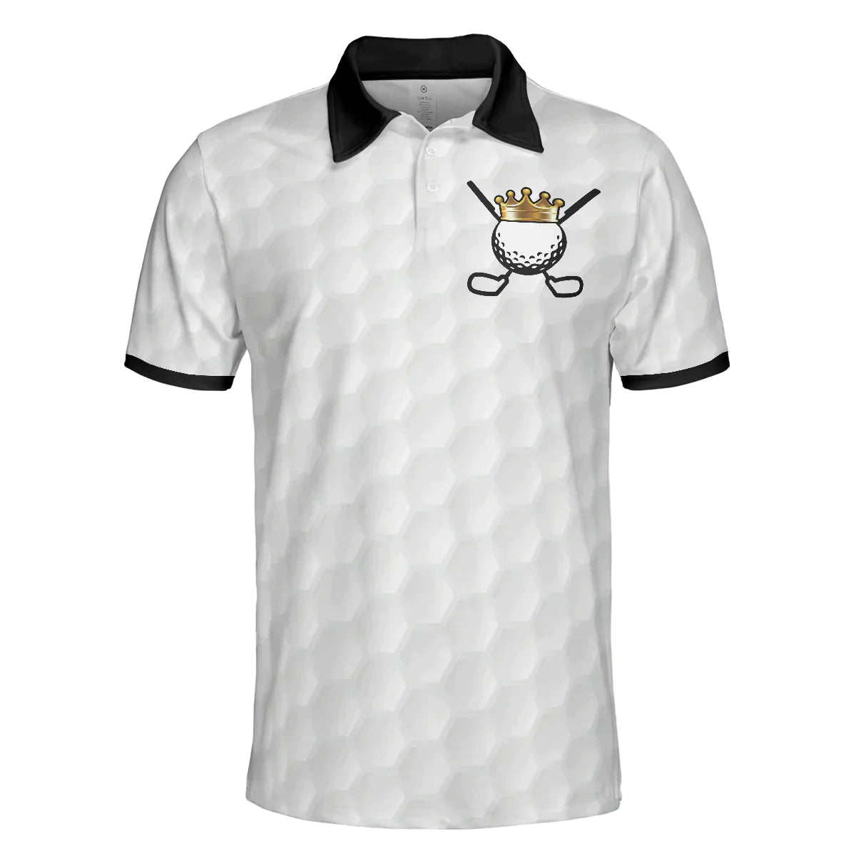 Men Golf Polo Shirt - Golf Ball Texture Golfer On Throne, King Of Golf Black And White Men Polo Shirt - Perfect Polo Shirt For Men, Golfers - Amzanimalsgift